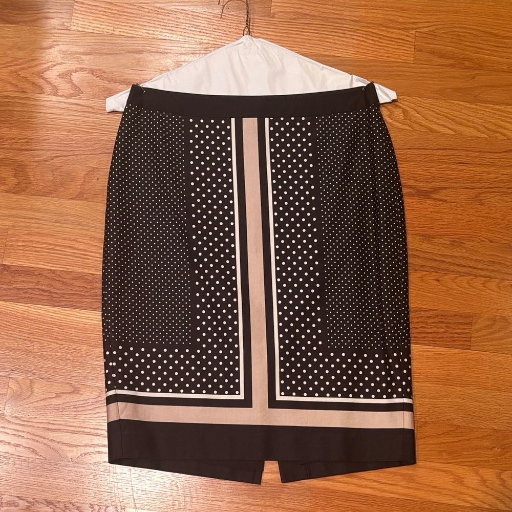 Ann Taylor Black and Tan Polka Dot Pencil Skirt